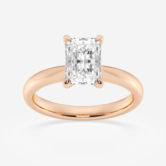 1 1/2 ctw Radiant Lab Grown Diamond Petite Solitaire Engagement Ring - Picture 5 of 6